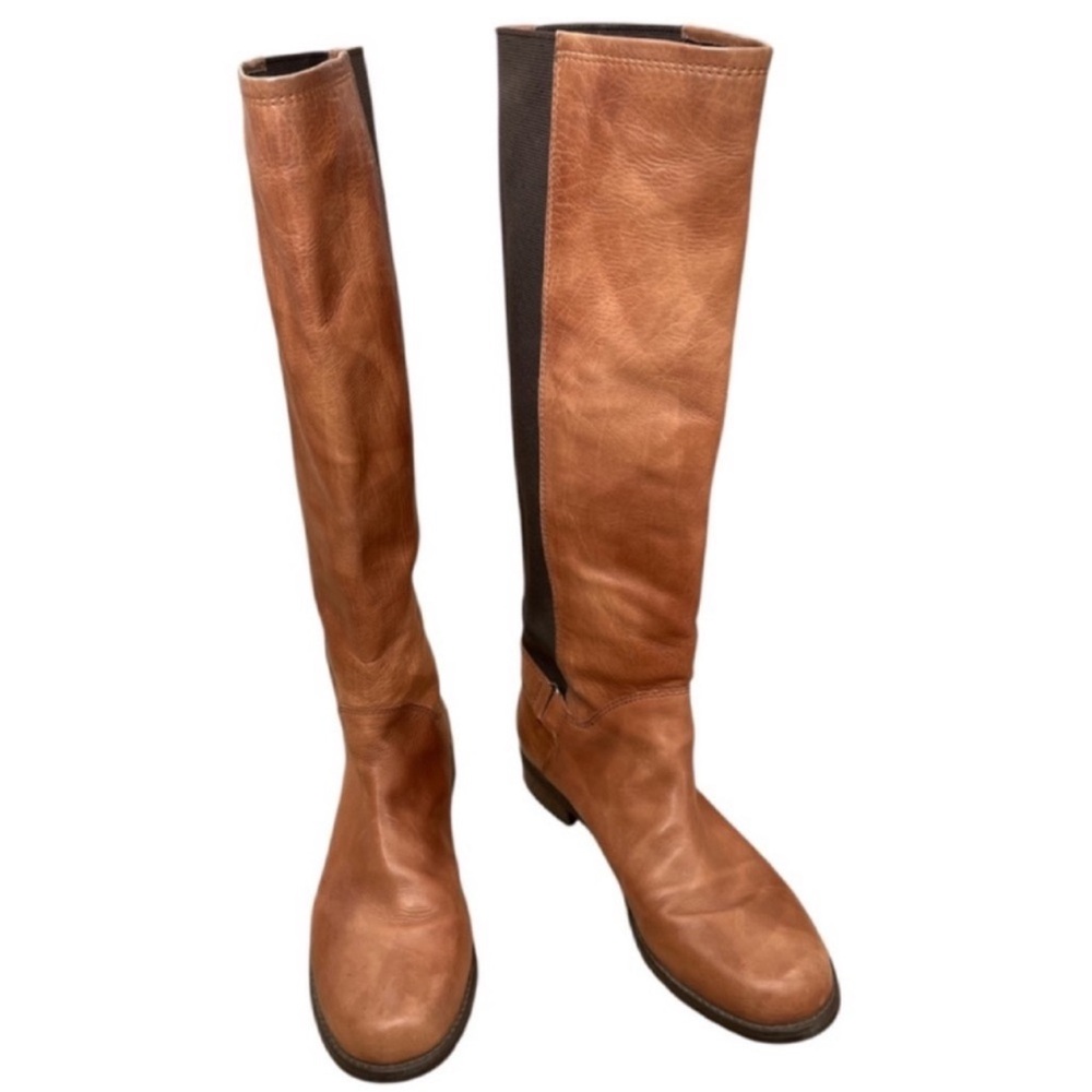 Stuart Weitzman Accumulate Riding Boots Saddle Tan Leather Knee High Size 8